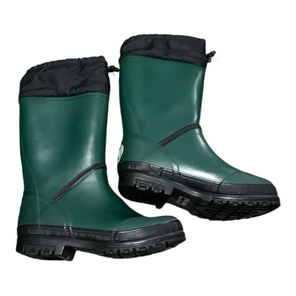 Lands End Hunter Green Lined Snow Rain Boots Sz 3 Youth